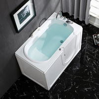 Baignoire de massage rectangulaire en ABS accessible aux personnes âgées avec porte latérale sans obstacle et siège profond pour les petites maisons modernes