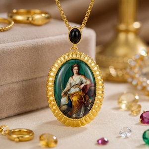 Colgante Pintado a Mano de <span class=keywords><strong>Hera</strong></span>, Reina de los Dioses de la Mitología <span class=keywords><strong>Griega</strong></span>, Símbolo de Matrimonio y Protección, Amuleto, Joyería Personalizada con Piedras Preciosas - Product Image 1
