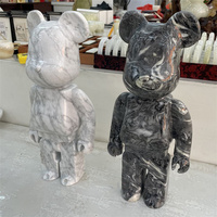 Pierre de marbre naturel moderne sculptée Fashion Home Decor Panda Grey Bear Sculptures Marble BearBrick Statue