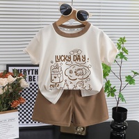 Nouvel ensemble gilet et short pour enfants été 2025 – Ensemble décontracté en polyester à manches courtes avec imprimé dessin animé, style coréen tendance pour bébés