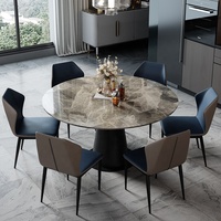 Usine pivotante nordique 12mm Table basse Table à manger ronde extensible de luxe Table à manger ronde en céramique avec centre rotatif