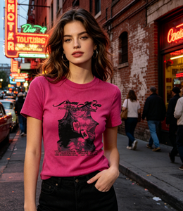 T-Shirt Vintage Y2K <span class=keywords><strong>Fucsia</strong></span> con Stampa Effetto Vissuto, Manica Corta, Vestibilità Regolare, Logo con Lettere, Abbigliamento Casual Estivo da <span class=keywords><strong>Donna</strong></span> - Product Image 2