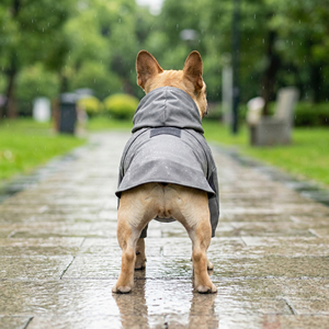 Impermeabile per Cani con Cappuccio, Tuta Grigia per Bulldog Francese, Abbigliamento Estivo Casual Sportivo per Cuccioli - Product Image 4