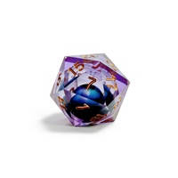 Ensemble de dés DND à noyau liquide œil de dragon violet, 7 pièces, à bords vifs, en résine, polyédriques, écologiques et durables pour Dungeons & Dragons