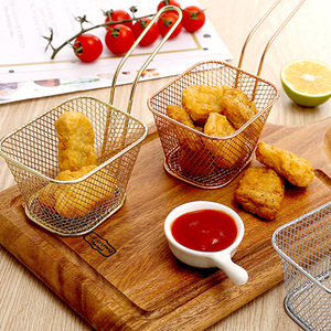 <b>Square</b> Mini Frying <b>Basket</b> Wire Mesh Rose Gold For Restaurant Fried Chicken Snacks - Product Image 2