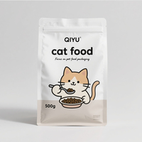 Personnalisé 500g feuille d'aluminium fond plat debout Ziplock sac d'emballage alimentaire pour animaux de compagnie avec des caractéristiques de sécurité pour la nourriture sèche pour chat