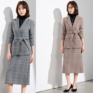 Plaid Suit Set For Women 2025 New Style High End Business Professional Two Piece Anti Wrinkle Woven Fabric Casual Suit - Product Image 1