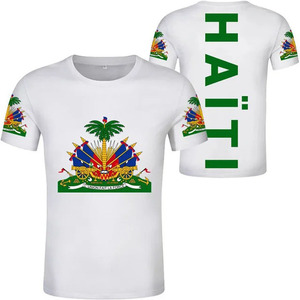 T-shirt con Logo personalizzato con bandiera Haiti di alta qualità magliette in poliestere per uomo magliette promozionali - Product Image 3