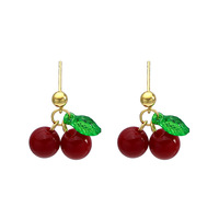 Pendientes de Cereza Coloridos de Acero Inoxidable y Acrílico, Colgantes de Frutas de 19mm, Multicolor Rojo Verde Blanco, Joyería Linda para Mujer al por Mayor
