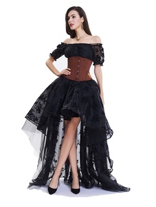 Robe Corset Steampunk Renaissance Noire pour Femme, Ensemble Jupe <span class=keywords><strong>Tutu</strong></span> en Dentelle Gothique Grande Taille, Costume d'Halloween, Longue Jupe en Tulle pour Femme - Product Image 1