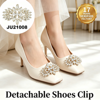 Clips de chaussures détachables en strass et perles en forme de bouquet de fleurs, accessoires de talon pour mariée