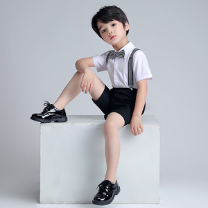 2025 nouvelle tenue de performance de style chinois pour garçons ensemble de chemises à rayures noires et de shorts à bretelles - Product Image 5