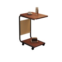 Table d'appoint en forme de C la plus populaire, table d'appoint d'angle en bois de luxe avec roulettes pour salon