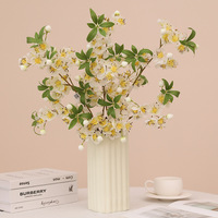 Fleur artificielle en soie réaliste faite à la main, branche longue de cerisier en fleurs, moderne et durable, pour décoration intérieure de mariage printanier