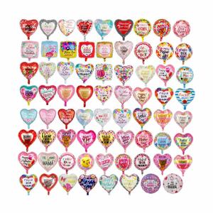 Ballons en aluminium durables de 18 pouces, style espagnol-anglais, en forme de cœur et carrés, pour décorations de fête de la Fête des Mères et promotions de vacances - Product Image 1