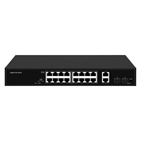 Switch PoE 4COVR de 16 Puertos Gigabit 802.3af/at, Sin Ventilador, 300W, 16*1Gbps, 2*10/100/1000Mbps Uplink, para Sistemas de Cámaras IP de Seguridad CCTV