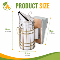 Fumoir à abeilles durable avec soufflet en cuir PU blanc, en acier inoxydable résistant à la chaleur, pour l'inspection des ruches