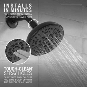 Pommeau de douche anti-fuite 6 pouces à effet pluie, haute pression, avec douchette à main intégrée, orientable et réglable - Product Image 3