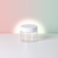 Pot en plastique rose dépoli transparent à large ouverture pour soins de la peau, crème visage, faux cils et perruques