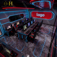 Design moderne de salle de jeux pour cafés Internet et e-sports ergonomiques, et mobilier durable pour club de jeux, y compris une table d'ordinateur