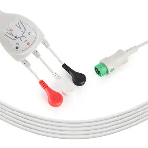 Mindray phổ nâng cao 3-Lead ECG Cáp AHA ECG Cáp ekg cáp một mảnh Snap