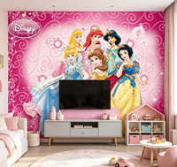 Papier peint mural 3D personnalisé de dessins animés de princesses, papier peint auto-adhésif pour chambre de filles, chambre d'enfants, décoration murale pour la maison, l'école