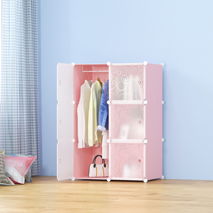 Armadio Moderno Rosa Convertibile e Pieghevole in Plastica, Mobile Contenitore con Porta Carina per la Casa, Organizzatore di Vestiti per la Camera delle Ragazze - Product Image 1
