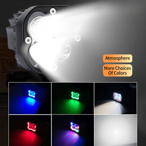 ไฟสปอร์ตไลท์มอเตอร์ไซค์ RGB ทรงสี่เหลี่ยม 3 นิ้ว แบบขายส่ง ไฟ LED กันน้ำ ไฟตัดหมอก ไฟขับขี่ 4 เลนส์ สำหรับรถออฟโรด เหมาะสำหรับรถจี๊ป SUV - Product Image 5
