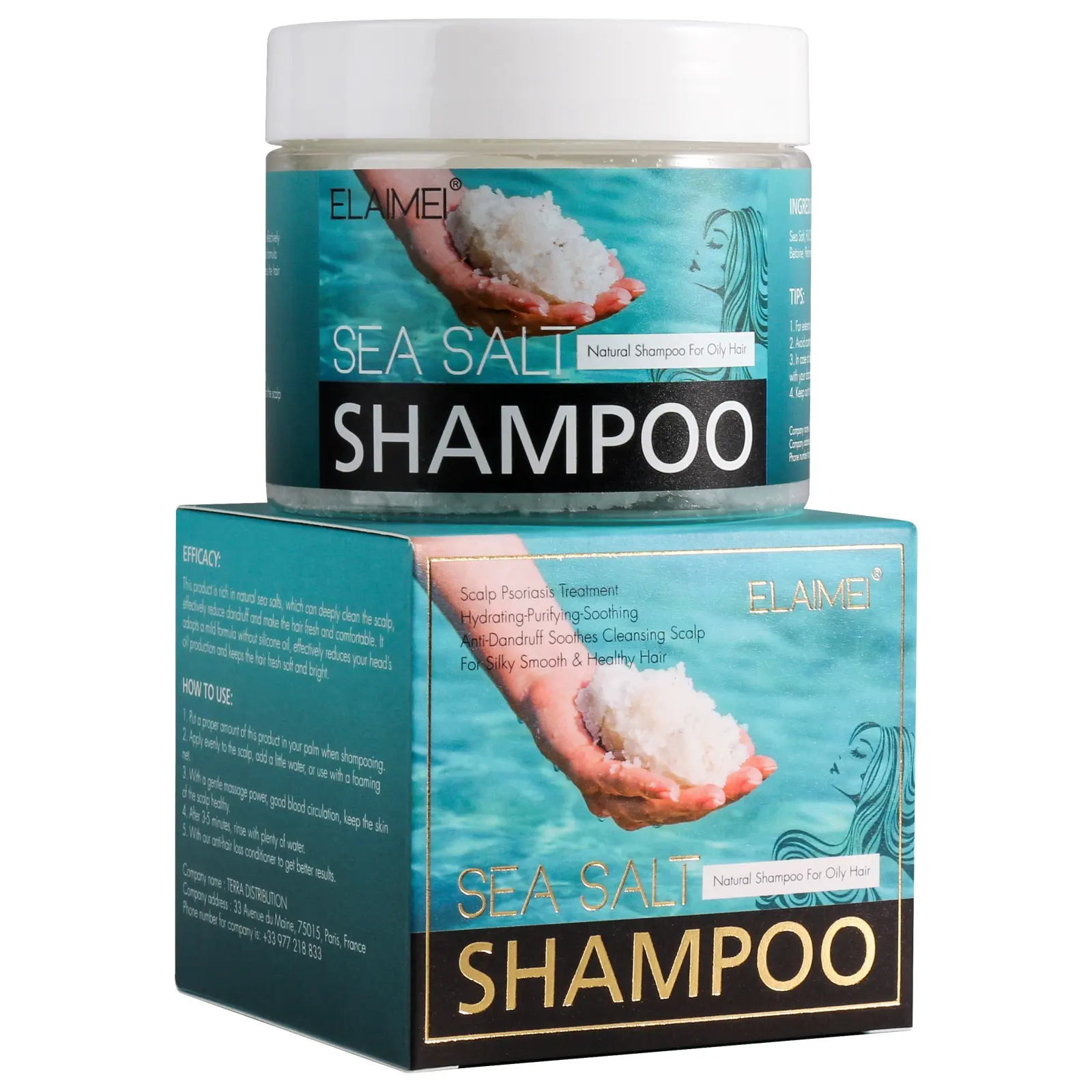Высококачественный глубокий очищающий шампунь ELAIMEI для волос, эффективный Шампунь против перхоти, контроль жирности, морская соль, шампунь для волос