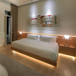 Commercial Hospitality Modern Wooden <b>Base</b> <b>Single</b> Twin <b>Bed</b> Frame Nightstand Headboard Apartment 3-5 Star Hotel Bedroom Set - Product Image 1