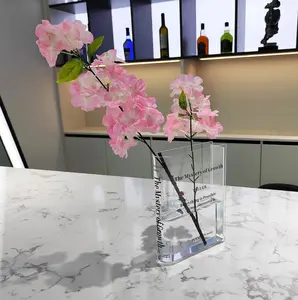Florero de acrílico transparente para decoración de habitación, forma de libro para flores, estética nórdica de lujo, venta al por mayor