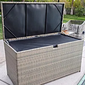 Aluminum And Wicker Rattan Large Garden Backyard Outdoor Furniture Cufflink Storage Cushion Box