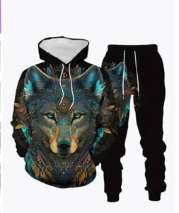 Survêtements pour hommes, unisexes, d'hiver, à capuche, décontractés, avec motif animal 3D, respirants, lavés, légers, coupe-vent, pull-over - Product Image 4