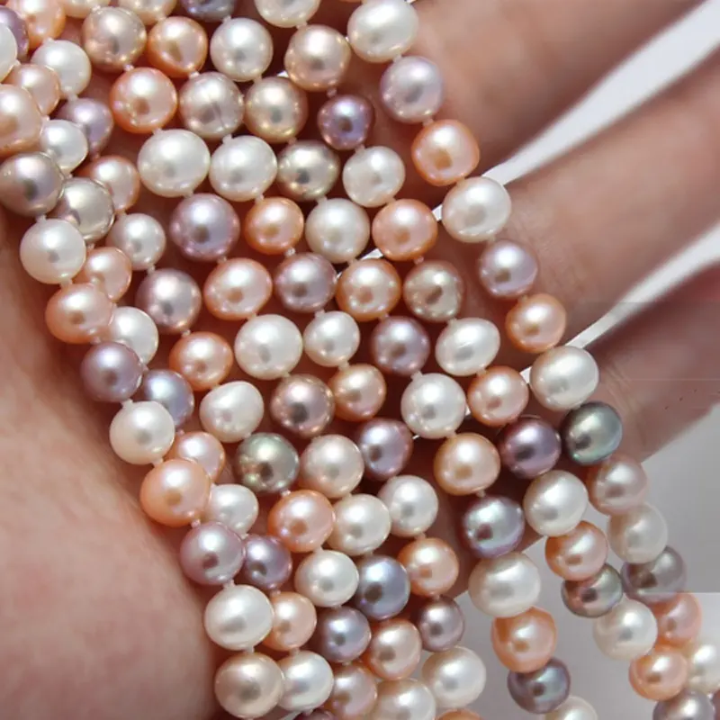 Wu Zhou brin de perles d'eau douce naturelles bonne qualité 3A 5.5mm-6mm forme ronde pour bijoux Bracelets perles en vrac