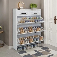 Meuble de rangement pour chaussures moderne en mélamine blanche brillante, design minimaliste, avec tiroir d'angle, vente chaude 2022, OEM