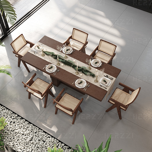 Bắc Âu rắn bàn gỗ hình chữ nhật máy tính xách tay bàn văn phòng thương mại Walnut nhà hàng bảng thiết lập - Product Image 5