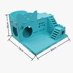 Maison pour chat en feutre écologique avec motif de patte, détachable, pliable, niche pour chaton, cachette confortable, jeu, capacité de 66L - Product Image 2