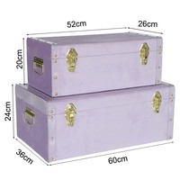 Set mit 2 Vintage Light Purple Velvet Aufbewahrung koffern mit PVC-Zierleisten und dekorativen Organizer-Trunks im Niet-Design