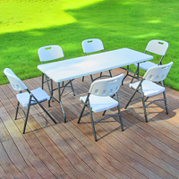 Table pliable en plastique de 6 pieds avec 6 chaises pour la salle à manger, le restaurant, le camping, pour la famille