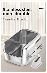 Caja de Arena para Gatos Moderna de Acero Inoxidable, Diseño <span class=keywords><strong>Abierto</strong></span>, Gran Capacidad, Fácil de Limpiar, para Inodoro de Gatos - Product Image 6