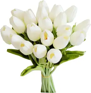 Ramo de flores artificiales de tulipán para decoración de bodas, flores artificiales de tacto Real de PE para el hogar y el jardín, 10 Uds.