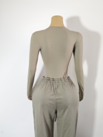 Ensembles Coordonnés Streetwear Femme en Coton Spandex Uni, Haut Court à Manches Longues et Pantalon Large à Rayures Latérales, Tenue Décontractée pour l'Automne