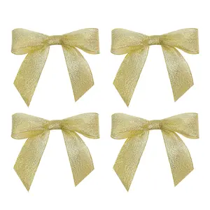 Christmas Decoration Pre-Tie Satin Ribbon Bow Custom Logo With Gift Ribbon Bow