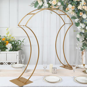 LANJO Gold Metal Floral <b>Arch</b> <b>Frame</b> Wedding Table Centerpiece Stand With Curvy Design - Product Image 4