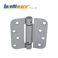 Charnière de porte à ressort en chrome satiné avec coin arrondi de 1/4''