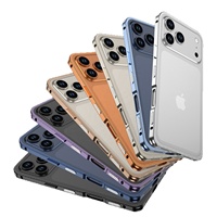 Étui de téléphone de luxe en aluminium avec cadre métallique, coque arrière antichoc pour iPhone 17 Pro Max 17 Air 15 16 Plus avec protection d'objectif d'appareil photo
