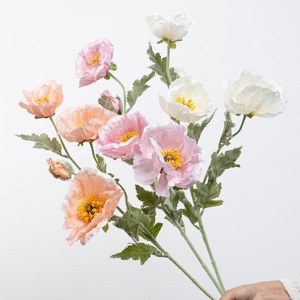 Amapolas Artificiales de Seda de Alta Calidad al por Mayor, Personalizadas, en Rojo, Naranja y Blanco, para Decoración de Bodas y Hogar - Product Image 1