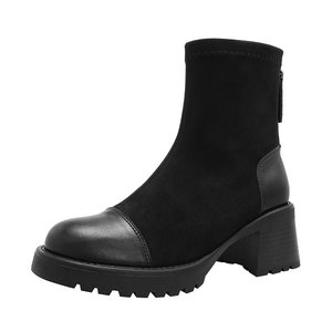 Moda stivali con tacco da <span class=keywords><strong>donna</strong></span> <span class=keywords><strong>scarpe</strong></span> con tacco alto <span class=keywords><strong>stivaletti</strong></span> da giorno eleganti tacco alto in pelle sintetica stivali corti da esterno per le donne - Product Image 6