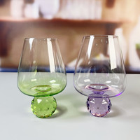 Verres à vin sans pied de couleur violette gobelet à vin en cristal de luxe tasse en verre avec base en diamant pour les anniversaires de mariage