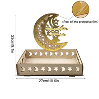 Plateau en bois à assembler soi-même pour l'Aïd Moubarak, décoration Ramadan, Noël, Pâques, ornements de table étoile et lune ajourés